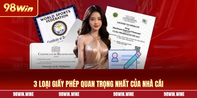 Giấy Phép Hoạt Động 98WIN Chứng Nhận Uy Tín, Chất Lượng 7 3 loại giấy phép quan trọng nhất của nhà cái