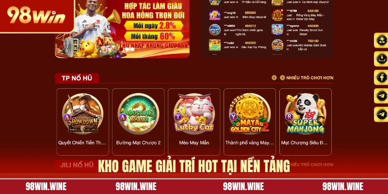 Giới Thiệu 98WIN - Nhà Cái Cá Cược Top Đầu Tại Việt Nam 7 Kho game giải trí hot tại nền tảng